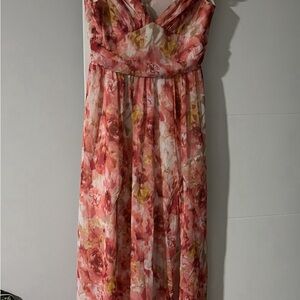 SHEIN Floral Pink and Yellow Maxi Dress